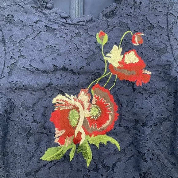 Whistles Women’s Floral Lace Navy Blue Lined Dress Short Sleeve - UK 8 / EU 36 - Picture 4 of 10